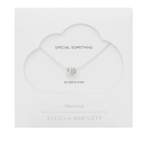 Triple Ring Pave Necklace Silver Plated