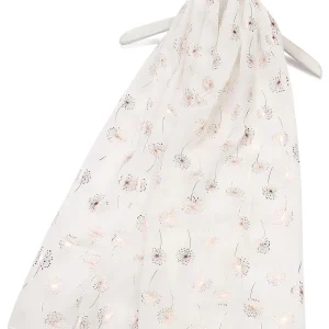 White Rose Gold Dandelion Print Scarf