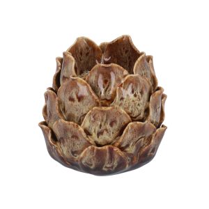 Brown Glaze Artichoke Porcelain T-lite Holder