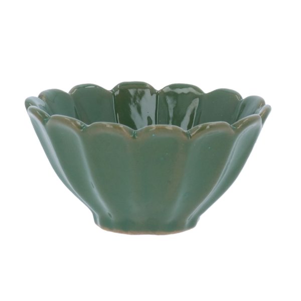 Green Fluted Stoneware Mini Bowl
