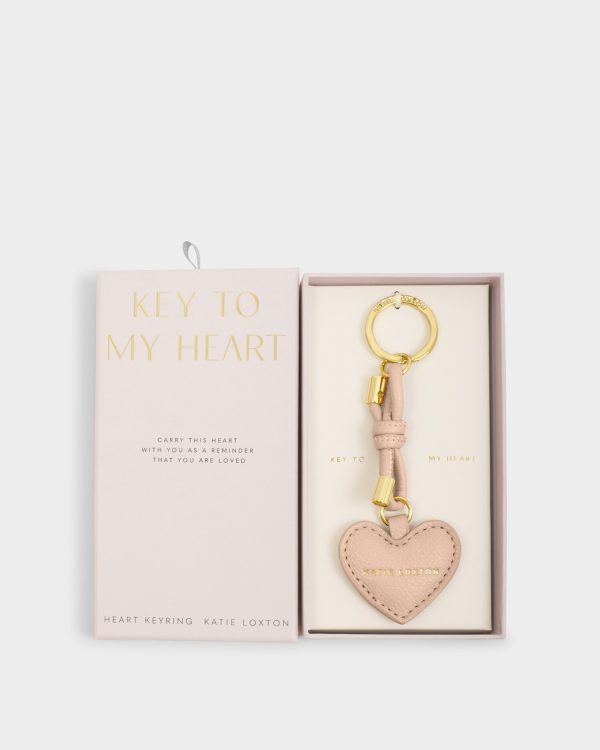 Gift Boxed Keyring 'Key To My Heart' in Nude Pink