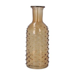 Light Amber Dimple Bottle Glass Vase 19cm