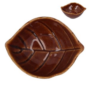 Brown Leaf Stoneware Mini Dish