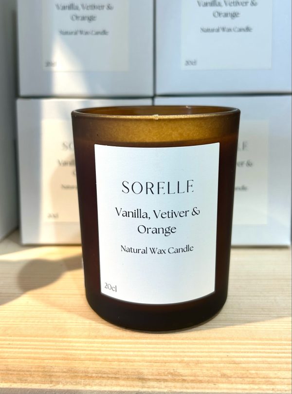 Small Vanilla Vetiver & Orange SORELLE Natural Wax Candle