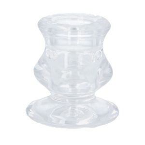 Clear Short Glass Candlestick 6cm
