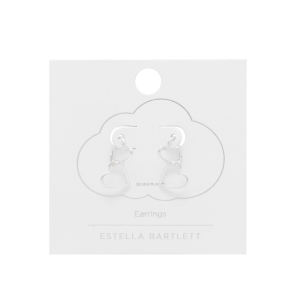 SILVER HINGED HEART HOOP EARRINGS