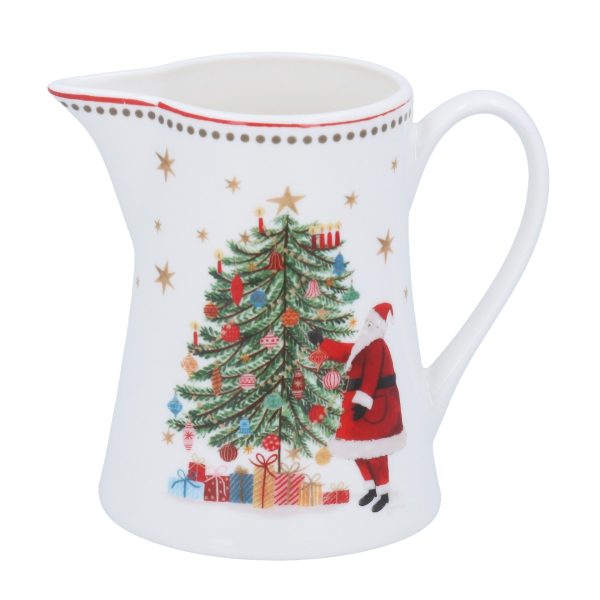 New Bone China Jug 10cm - Nostalgia Santa/Tree
