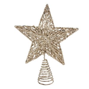 Champagne Gold Star Tree Topper 23cm