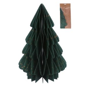 Green Honeycomb Tree w Stars Paper Orn 30cm