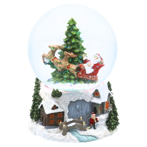 Santa in Sleigh Musical Snow Globe 17cm