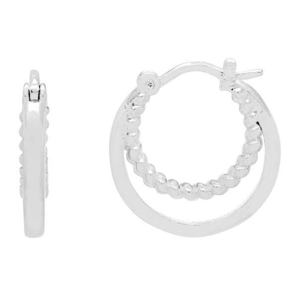 Double Twisted Hoop Earrings - Silver Plated