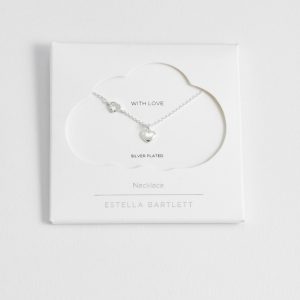 Heart Charm With Open Cz Heart Necklace