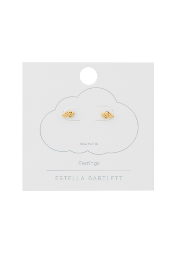 Double Heart Stud Gold Earrings