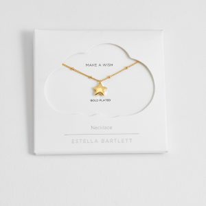 Star Pendant Beaded Chain Gold Necklace