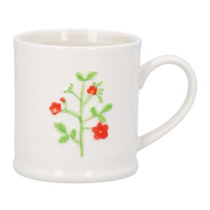 Red Flower Spray Stoneware Mug