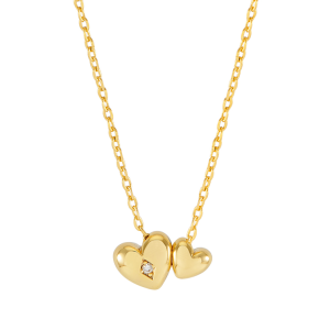 Double Heart and Gold Necklace