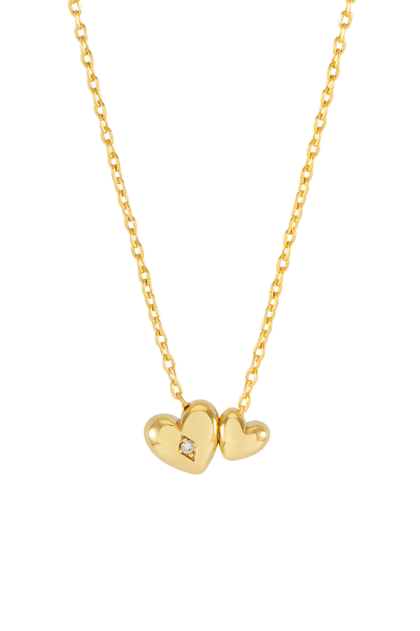 Double Heart and Gold Necklace