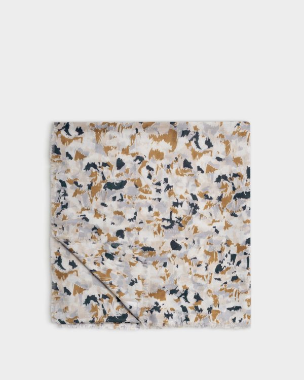 Katie Loxton Terrazzo Caramel and Navy Printed Scarf