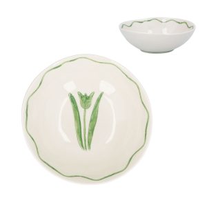 Green Tulips Stoneware Mini Bowl