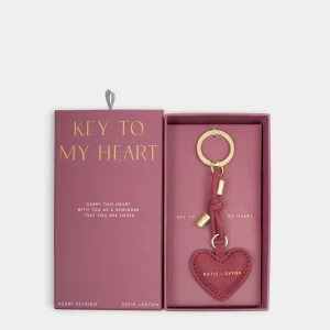 Gift Boxed Suedette Keyring 'Key To My Heart' in Raspberry Pink