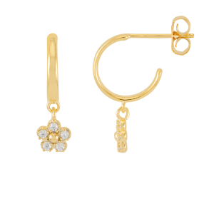 Flower Hoop Gold Earrings