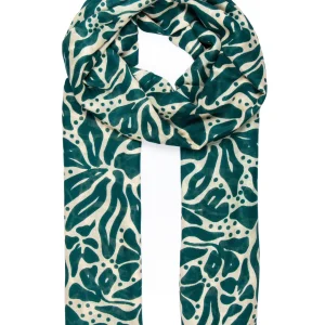 Allie Lightweight Scarf - Green/Cream, Floral