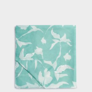 Katie Loxton Floral Scarf in Sage and Silver Printed Foil