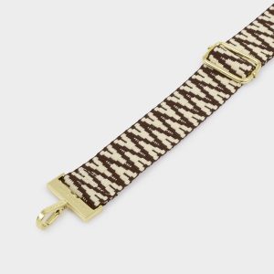 Zig Zag Canvas Bag Strap in Chocolate