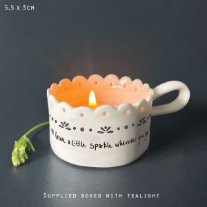 Handled tea light holder-Leave a little sparkle