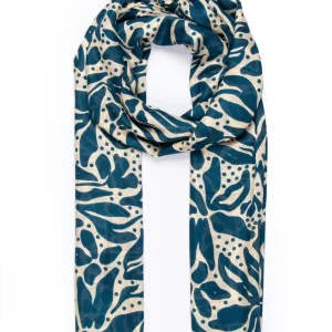 Allie Lightweight Scarf - Teal/Cream, Floral