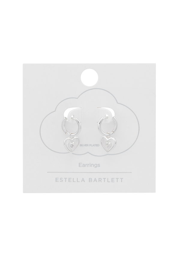 Heart Charm Silver Hoops