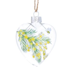 Mimosa Heart Glass Hanging Dec