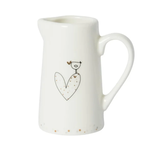 Bird & Heart Small Ceramic Jug