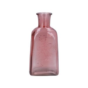 Glass Vase 19cm - Dusky Pink Wild Flower Bottle