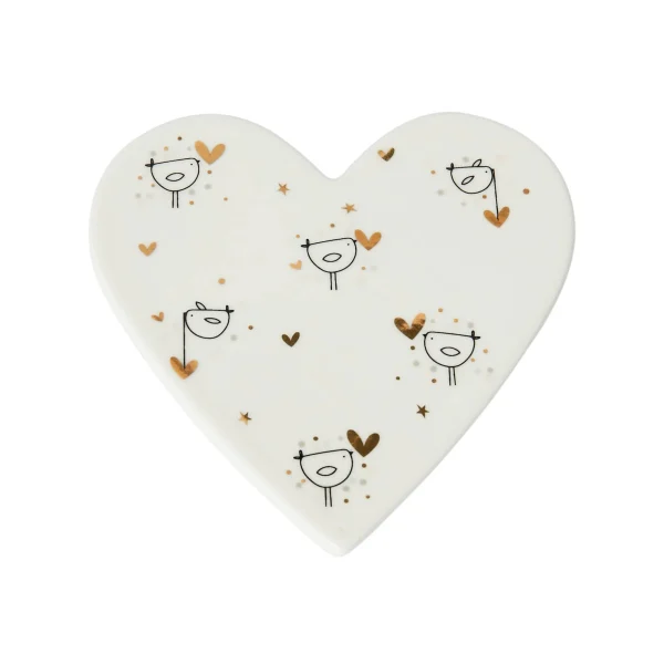 Bird Repeat With Heart Heart Coaster