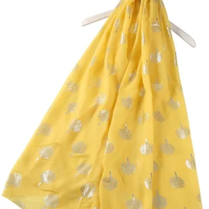 Silver Tree Print Scarf - Yellow