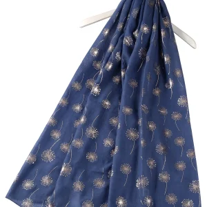 Rose Gold Dandelion Print Scarf - Denim