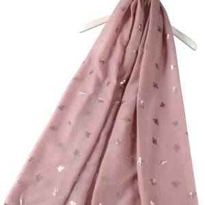 Rose Gold Bee Print Scarf - Dusty Pink