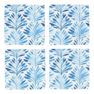 Resin Coaster 10cm - Indigo Fans (Single)