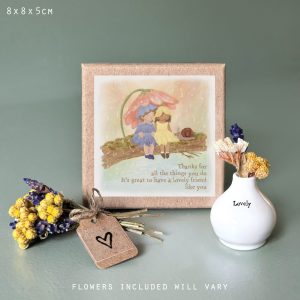 Boxed vase & dried flowers-Lovely friend
