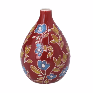 Stoneware Dec Vase 13cm - Burgundy Floral Pear