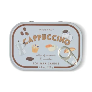 Paddywax Cappuccino Printed Tin Candle