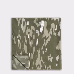 Animal Printed Foil Scarf in Olive and Silver