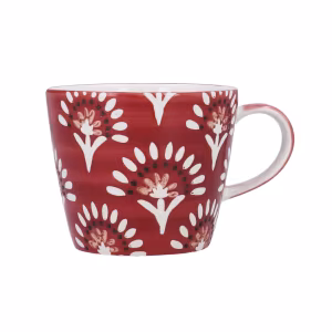Stoneware Mug 9cm - Burgundy Fan Flower