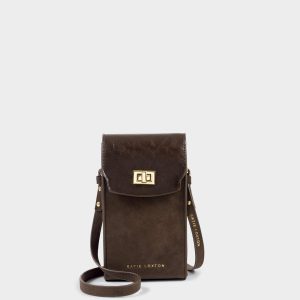 Orin Twist Lock Distressed Slim Bag Bitter Chocolate