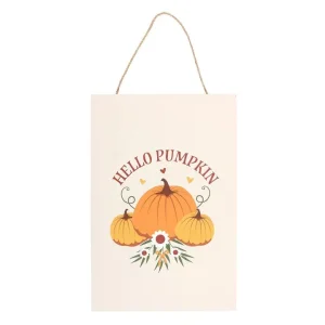 Autumn Days Hello Pumpkin Hanging Sign