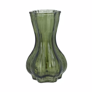 Glass Vase 15cm - Green Bulb Bud