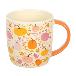Pink and Orange Pumpkin Print Autumn Mug