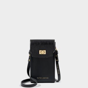 Orin Twist Lock Distressed Slim Bag Black