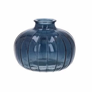 Glass Vase 8.5cm - Navy Ribbed Onion Bud